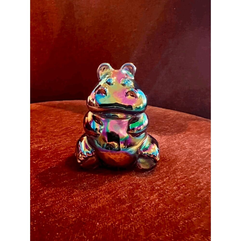 Fenton Art Glass Hippo Figurine – Amethyst Carnival Mosser Reproduction